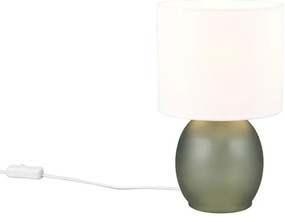 Бяло-зелена настолна лампа с текстилен абажур (височина 29 cm) Vela - Trio