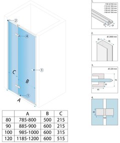 Врати за душ кабини Rea Atlas 80 Chrome