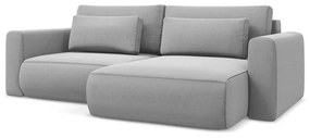 Светлосив кадифен разтегателен ъглов диван с място за съхранение (десен ъгъл) Kapua – Makamii