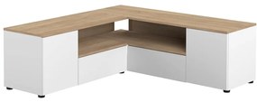 Масичка за телевизор с дъбов декор в естествено бяло 130x46 cm Angle - TemaHome