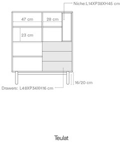 Тъмно сив висок скрин 100x120 cm Corvo - Teulat