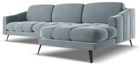 Светлосин кадифен ъглов диван (десен ъгъл) Nalu – Makamii