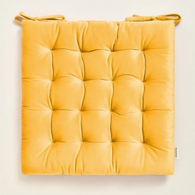 Луксозна възглавница за стол от жълт велур 40x40 cm