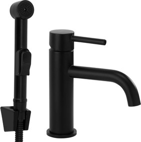 Смесител за мивка с хигиенен душ Rea Lungo Black