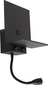 Интелигентна стенна лампа черна с USB и гъвкава ръка с Wifi G9 - Flero