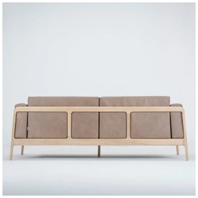Светлокафяв диван от биволска кожа с масивна дъбова конструкция , 210 см Fawn - Gazzda