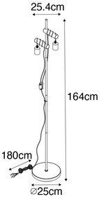 Рустикална подова лампа черна с дърво 2-светлина - Dami