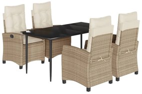 3212806 vidaXL Градински комплект с възглавници, 5 части, бежов полиратан