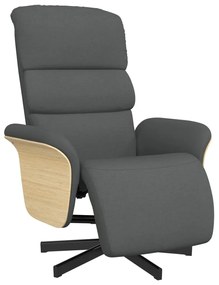356602 vidaXL Реклайнер стол с поставка за крака, тъмносив, плат