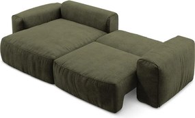 Зелен шенилов сгъваем ъглов диван (ляв ъгъл) Kuki – Makamii