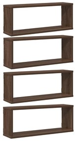 815931 vidaXL Стенни рафтове, 4 бр, Кафяв дъб, 60x15x23 см, инженерно дърво