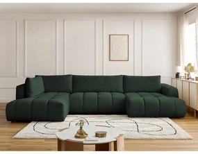 Зелен сгъваем/с място за съхранение ъглов диван (ляв ъгъл/U форма) Fuji – Bobochic Paris