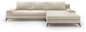 Бежов ъглов разтегателен диван с кадифена покривка, десен ъгъл Astre - Windsor &amp; Co Sofas
