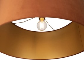 Стоманена подова лампа с оранжев абажур и златист интериор 50 см - XXL