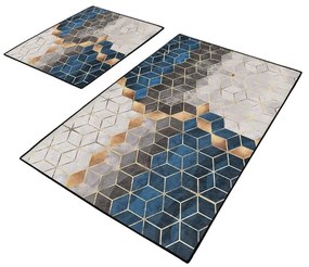 Синьо-сиви килимчета за баня в комплект от 2 броя 60x100 cm Optic - Mila Home