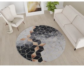 Черно-бял миещ се кръгъл килим ø 120 cm - Vitaus