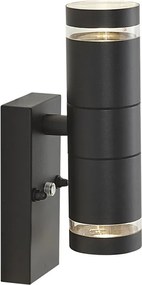 Модерна външна стенна лампа черна 2-светлина IP44 със сензор за здрач - Dubbla
