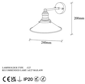 Стенна лампа в златист цвят ø 24 cm Conical – Opviq lights