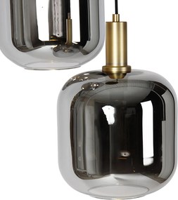 Висяща лампа черна със злато и опушено стъкло с 3 PUCC - Zuzanna