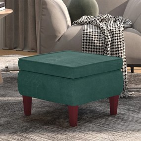329459 vidaXL Табуретка с дървени крака, тъмнозелена, кадифе