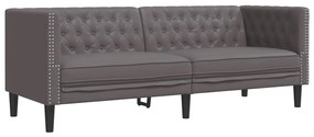 372669 vidaXL Диван Chesterfield с 3 седящи места, сив, kunstnahast