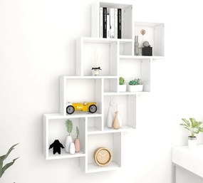 807178 vidaXL Стенен кубичен рафт, бял, 90x15x119 см, инженерно дърво