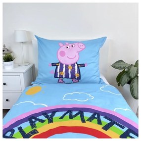 Единично памучно детско спално бельо със светещ ефект 140x200 cm Peppa Pig – Jerry Fabrics