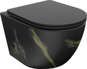 Mexen Lena тоалетна чиния Rimless със забавено падане на седалката slim, дуропласт, черен камък - 30224098