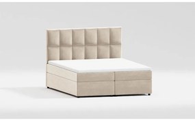 Бяло-кремаво двойно тапицирано легло с място за съхранение 140x200 cm Flip – Ropez