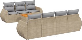 3257242 vidaXL Градински диван с възглавници, 8 части, бежов полиратан