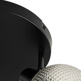 Дизайнерски прожектор черен с опушено стъкло 3-светлина кръгъл - Chico