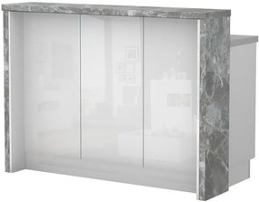 Островна кухненска пейка Raval-Length: 135 cm.-White glossy-Siena Marble