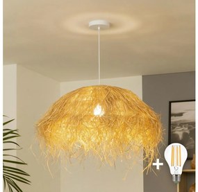 Brilagi - LED полилей на кабел CERIA BOHO 1xE27/40W/230V, Ø 60 см, абажур от рафия