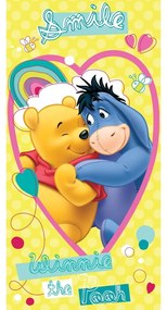 Жълта памучна детска кърпа 70x140 cm Winnie the Pooh "Smile" – Jerry Fabrics