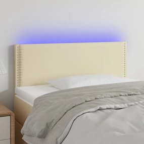 3121558 vidaXL LED Горна табла за легло, кремава, 100x5x78/88 см