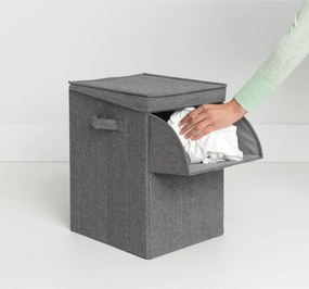 Кутия за пране Brabantia Stackable 1000828, 35 л, Преден отвор, Широк капак, Сгъваема, Черен