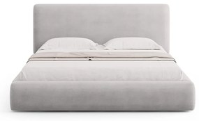 Светлосиво двойно тапицирано легло с място за съхранение с включена подматрачна рамка 140x200 cm Colonel – Cosmopolitan Design