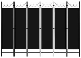Sonata Параван за стая, 6 панела, черен, 240x180 cм