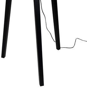 Подова Лампа Черна с Кафяв Кадифен Абажур 50см - Puros