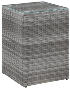 46983 vidaXL Странична маса със стъклен плот, сива, 35x35x52 см, полиратан