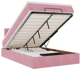 3312757 vidaXL Османска легло с матрак и LED, розово, 120x190 см, кадифе