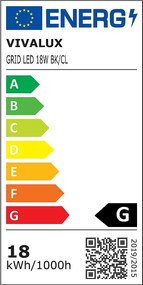 LED панел GRID, черен, 18W, 4000K