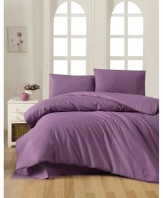 Лилаво памучно спално бельо за двойно легло с чаршаф за двойно легло Plum, 200 x 220 cm - Mijolnir