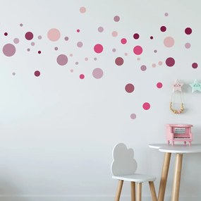 Комплект от 100 розови стикера за стена Кръгли стикери - Ambiance