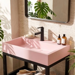 Умивалник МРАМОРЕН КОМПОЗИТ Rea GOYA PINK 60CM + стелаж
