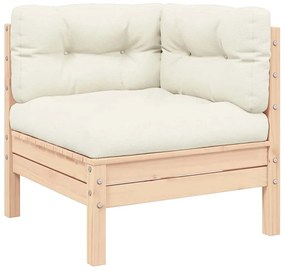 806646 vidaXL 2-местен градински диван с кремави възглавници, бор масив