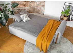 Светлосив сгъваем/с място за съхранение диван от рипсено кадифе 244 cm Arcadova – ELTAP