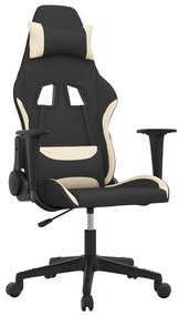 3143733 vidaXL Гейминг стол, черно и кремаво, плат