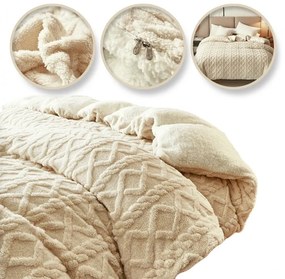 Изключително меко плетено плюшено одеяло 180 x 220 cm Бежово