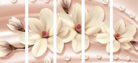 картини от 5 части – Луксозна магнолия с перли